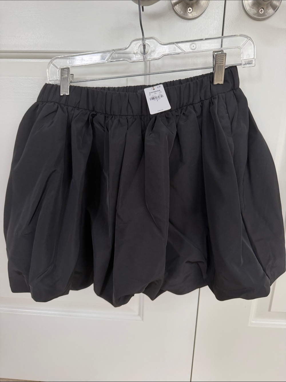 Express Black Gathered Bubble Skirt with Elastic Waist